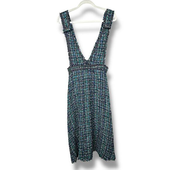 Zara NWOT Green Multi Tweed Classy Trending Overall A-Line Midi Dress Small - Picture 2 of 10